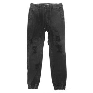 Men’s Black Custom Cut Joggers With Holes And Rips